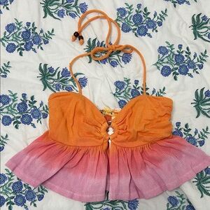 Roxy Orange and Pink Halter Top